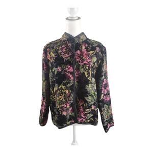 Christopher & Banks Floral Tapestry Button-Up Lightweight Jacket Medium